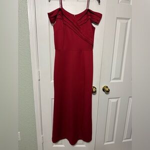 Off-Shoulder Red Maxi Dress